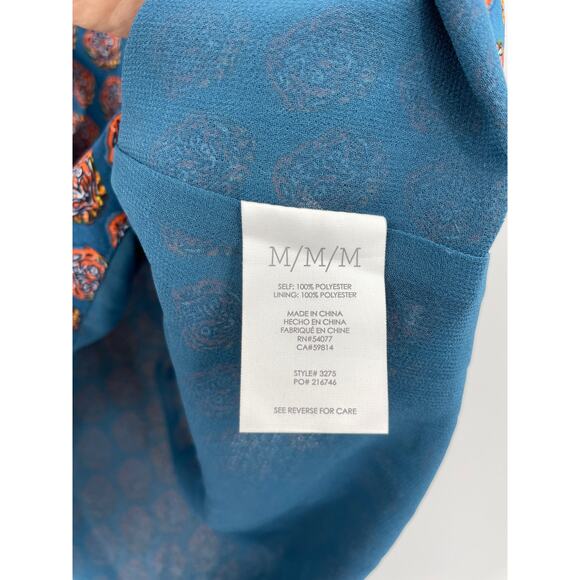 Cabi Blouse Womens Medium Top Medallion Reign Teal Ruffle Sleeveless Hi Low 3275 - Picture 4 of 4